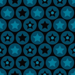black blue retro pattern polka dots and retro stars