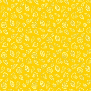 White Shells on Bright Yellow - Small Print