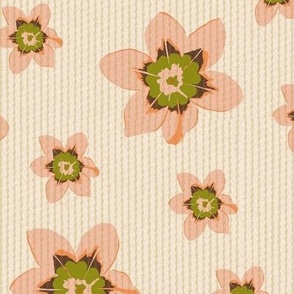 Harlequin Flowers / pink, orange & green on white / JUMBO 24"