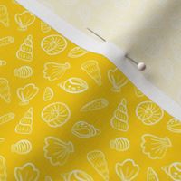 White Shells on Bright Yellow - Mini Print