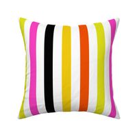 multicolor stripes poppy, hot pink, gold, lime, black and white