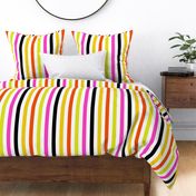 multicolor stripes poppy, hot pink, gold, lime, black and white