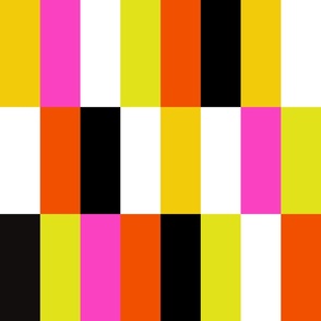vertical tiles poppy, hot pink, gold, lime, black and white
