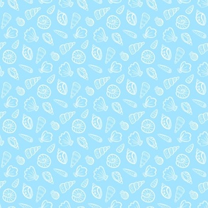 White Shells on Bright Blue - Small Print