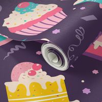 Delicious Cakes, Ice Cream, Cupcakes - Sweet Bakery Desserts - Dark Purple