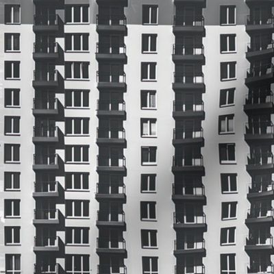 Urban Lattice: Monochrome Balconies