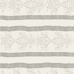 Royal  horizontal stripe off white and grey
