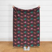 Stylized Modern Flying Toucans - Minimalist Toucans - Burgundy Background - Medium Scale