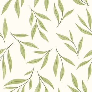 Tropical Mango Leaves / Summer / Tropical fruit Pattern | Olive | Large scale