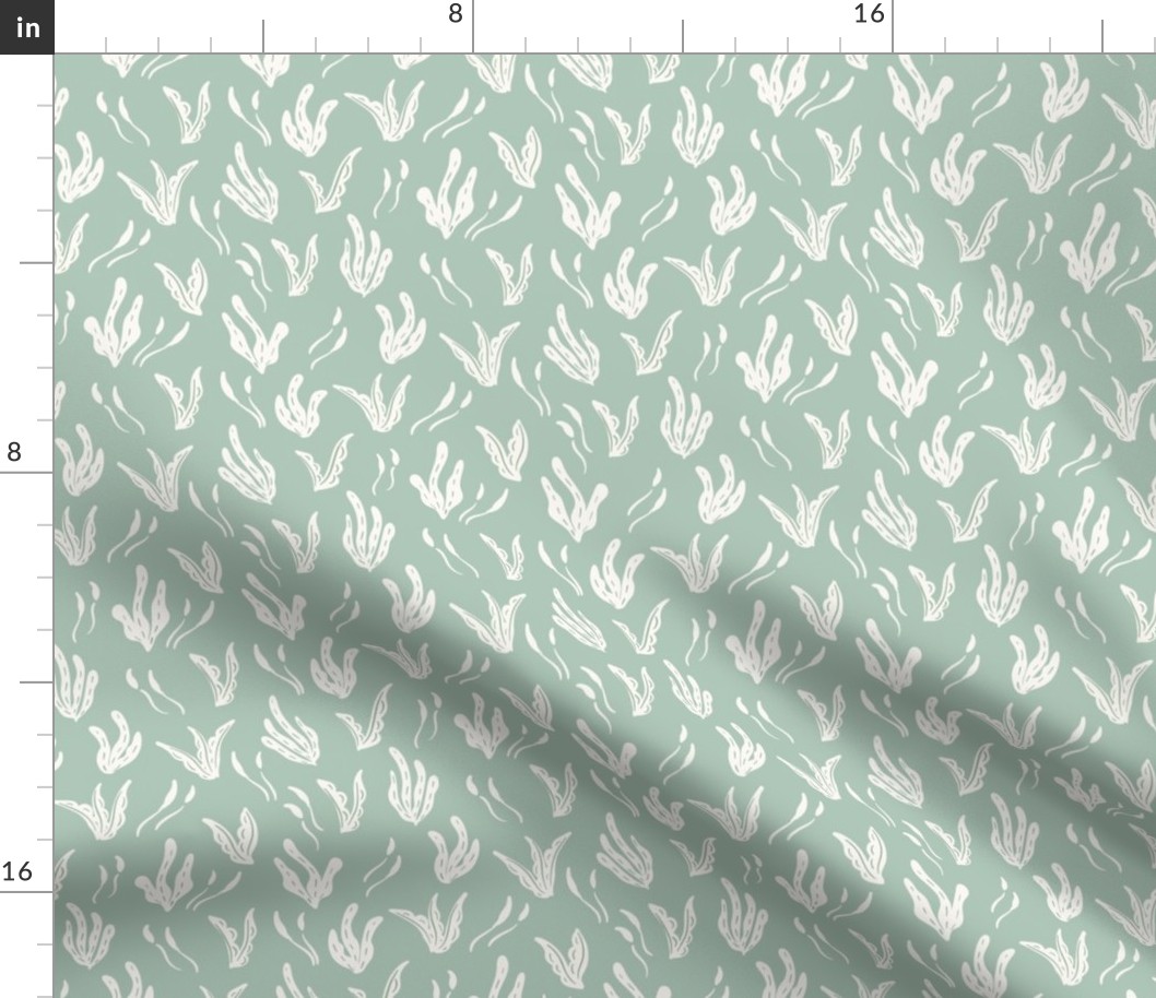 Minimal sea life   – Water weeds      - minty green and off-white            //   Small scale