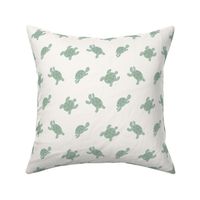 Minimal sea life   – Turtle race      - minty green and  off-white              //   Small  scale