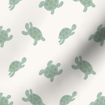 Minimal sea life   – Turtle race      - minty green and  off-white              //   Small  scale