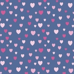 Pink Hearts on a Bold Blue Background. 