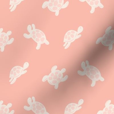 Minimal sea life   – Turtle race      - peach  , off-white ,  light pink             //   Small  scale