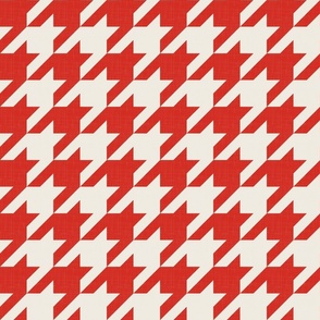 Houndstooth Texture - Decorative Geometry in Red and Ivory / Large
