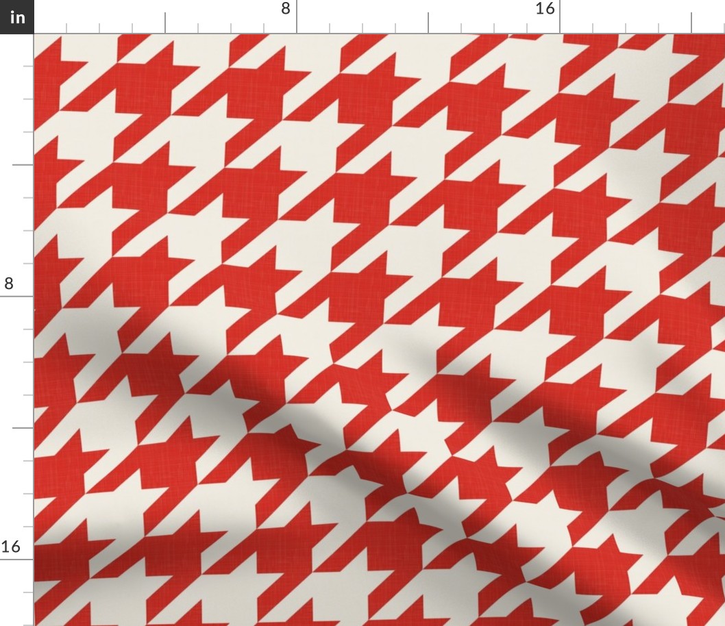 Houndstooth Texture - Decorative Geometry in Red and Ivory / Large