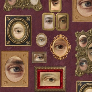 Victorian Eye Portraits in burgundy red