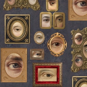 Victorian Eye Portraits in dark grey mauve purple