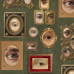 Victorian Eye Portraits in olive green