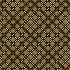 585 - Small scale mini lattice Crossroads for busy little towns in dark charcoal, creamy yellow and olive green - for kids apparel, traffic projects, wallpaper, napkins and quilt backings for boys