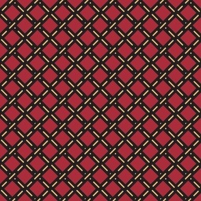 585 - Small scale mini lattice Crossroads for busy little towns in dark charcoal, creamy yellow and cool red - for kids apparel, traffic projects, wallpaper, napkins and quilt backings for boys