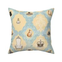 Royal cat Large pattern pale blue and gold