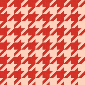 Houndstooth Texture - Decorative Geometry in Red and Cream / Large