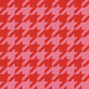 Houndstooth Texture - Decorative Geometry in Red and Pink / Large