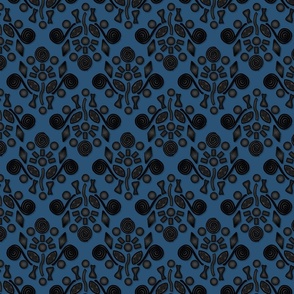 Licorice Damask, dark blue, small