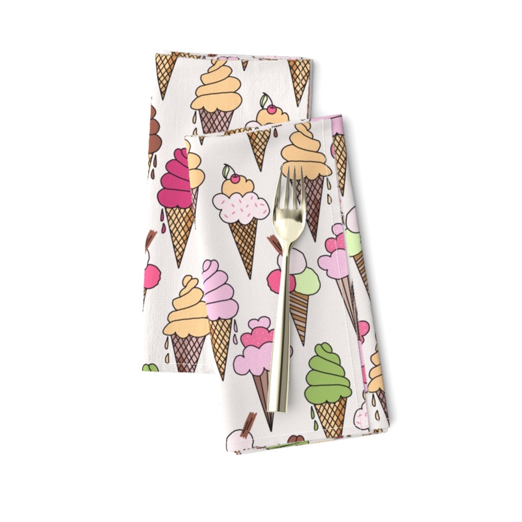 586 - Large scale Ice Cream cones for summertime in pastel pink_ green and blush dense pattern - for kids wallpaper, apparel, retro eclectic kitsch kitchen