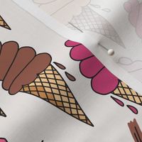 586 - Large scale Ice Cream cones for summertime in pastel pink_ green and blush dense pattern - for kids wallpaper, apparel, retro eclectic kitsch kitchen
