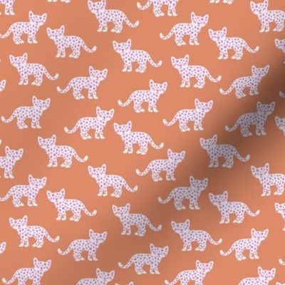 The minimal leopard - Wild gender neutral cheetah cats boho kids design white pink on soft orange