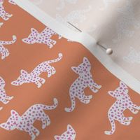 The minimal leopard - Wild gender neutral cheetah cats boho kids design white pink on soft orange