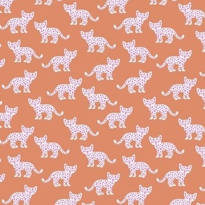 The minimal leopard - Wild gender neutral cheetah cats boho kids design white pink on soft orange
