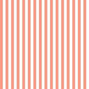 (Small) Awning Beach Stripes  - Coral Orange and White
