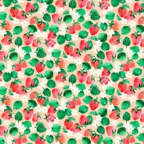 Sweet Garden Treats Watercolor Strawberry Floral on Peach Small