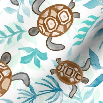 Turtle Tumble - Brown, Blue - Medium Scale 