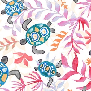 Turtle Tumble - Pinks, Blue - Large Scale 