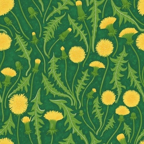 Dandelions, green, yellow
