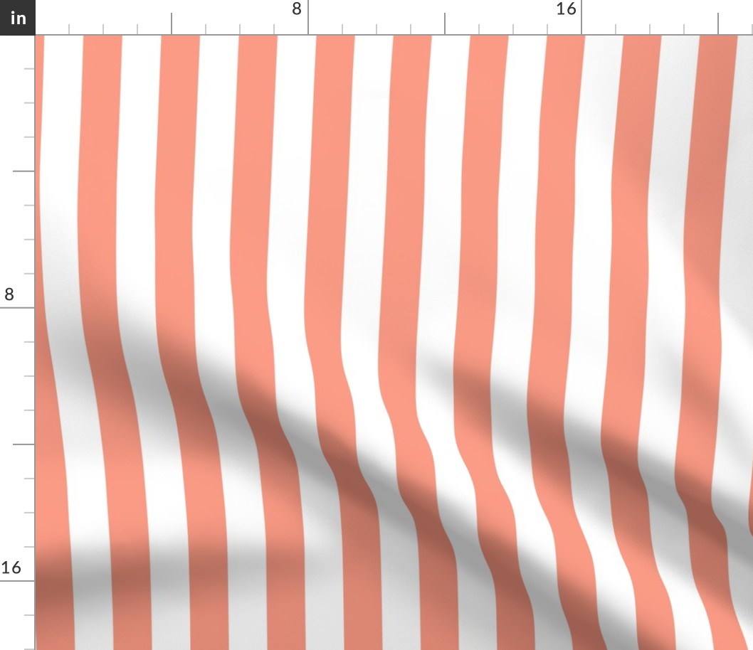 (Large) Awning Beach Stripes - Coral Orange and White