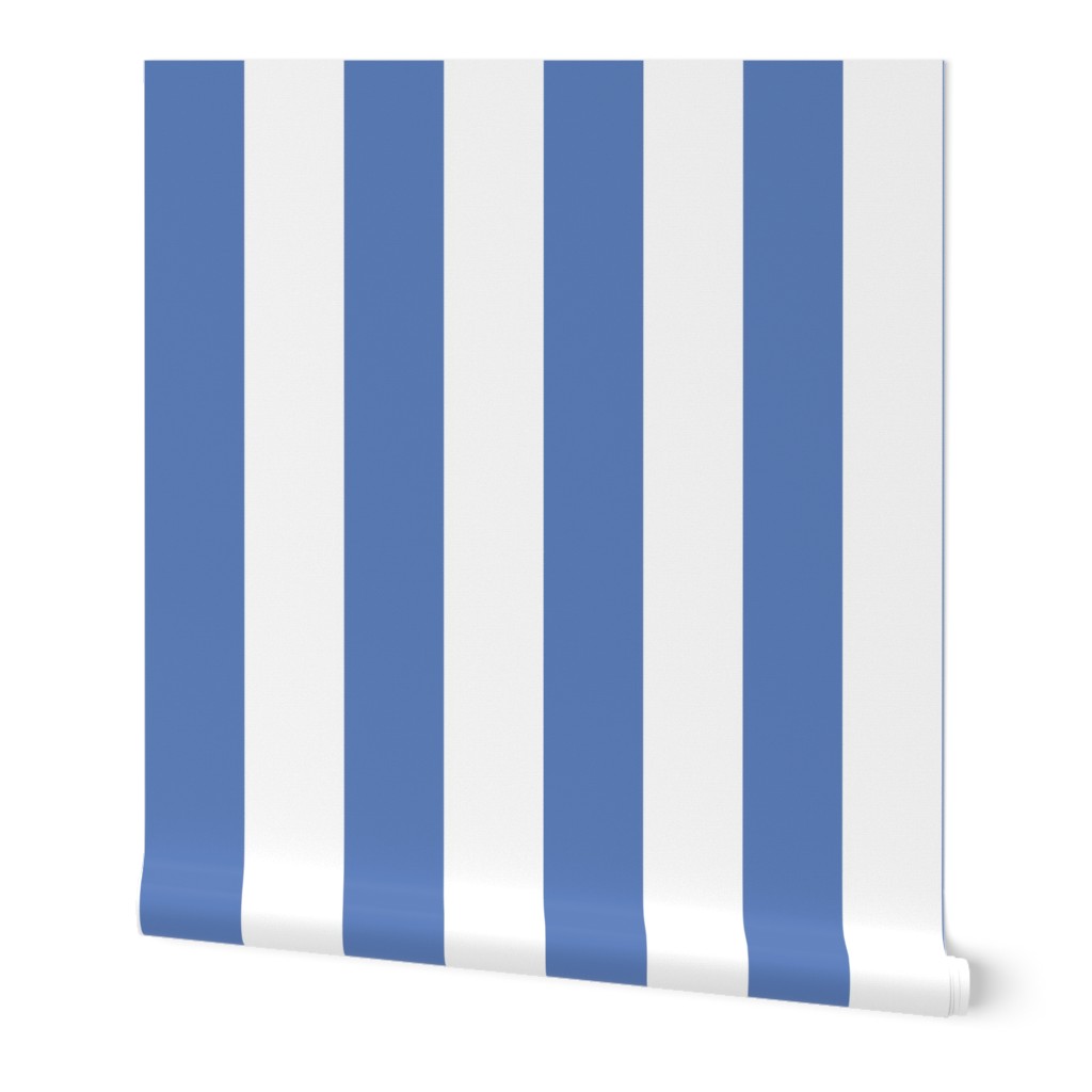 (Large) Awning Beach Stripes - Glaucus Cobalt Blue and White