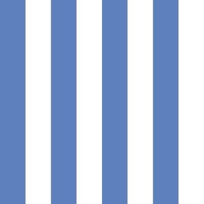 (Large) Awning Beach Stripes - Glaucus Medium Blue and White