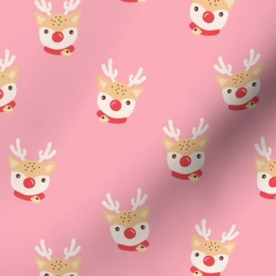 Cutesy vintage fifties kawaii reindeer - Christmas rudolph the red nose reindeer kawaii kids vintage design pink