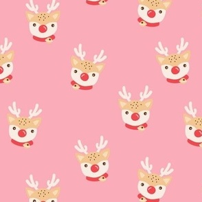 Cutesy vintage fifties kawaii reindeer - Christmas rudolph the red nose reindeer kawaii kids vintage design pink