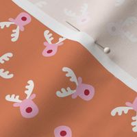 Minimalist Kids design - Scandinavian winter moose Christmas reindeer on orange 