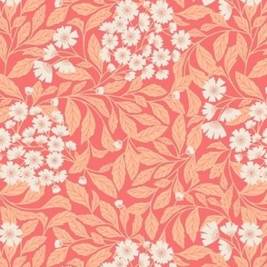 (S) Wildflower Whispers in Peach - Peach Fuzz - Deco floral - Pantone Color of the Year 2024