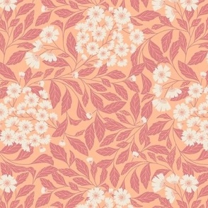 (S) Wildflower Whispers in Peach - Peach Fuzz - Deco floral - Pantone Color of the Year 2024