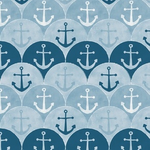 (L) anchor scallop - navy blue