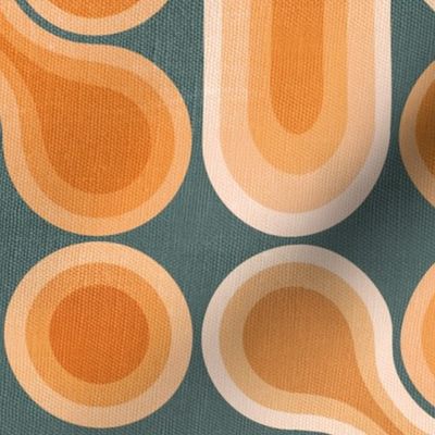 Topographic Dot Design - Retro Orange and Teal