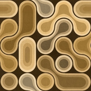 Topographic Dot Design - Brown Mustard